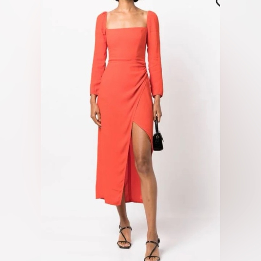 Reformation Hilda Smocked Back Long Sleeve Dress in Paprika size 6